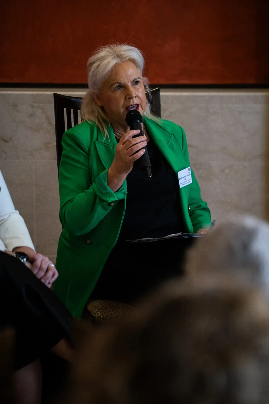 Panel speaker with a microphone