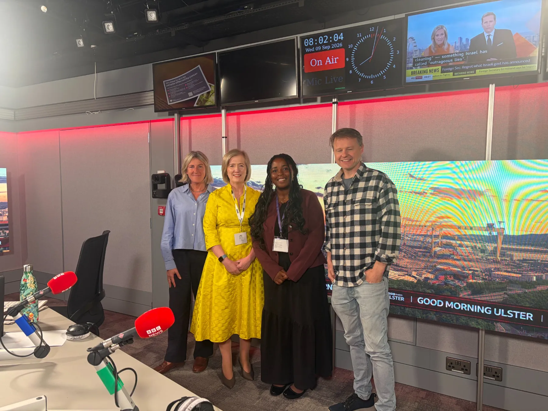 Sarah Brett, Dr Orla Conlon, Precious Obasohan and Chris Buckler at BBC Good Morning Ulster